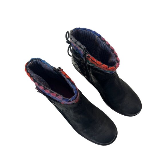 Bionica Black Leather Boots W/ Multicolor Knit  Size 6.5 - Picture 8 of 10